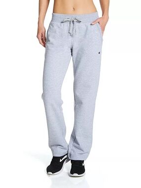CHAMPION NWT Women’s Heather Gray Fleece Open Bottom Sweatpants Size XL